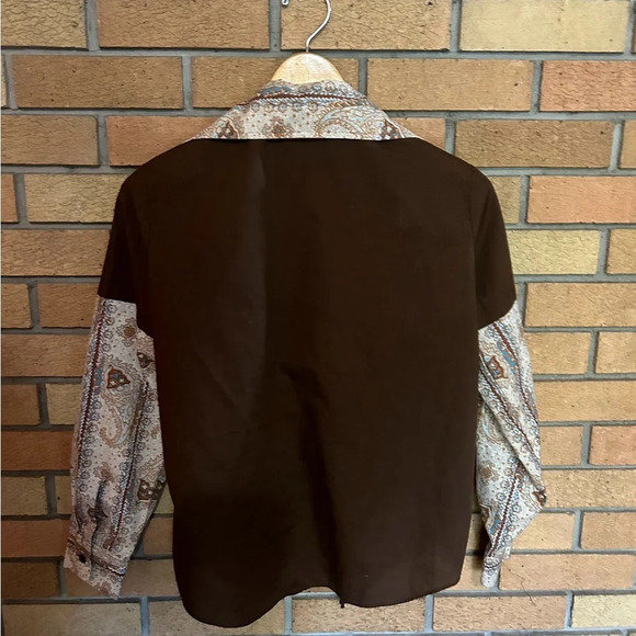 Vintage Joyce Lane Brown Patterned Collared Long Sleeve Button Down Size 36 - Picture 4 of 4